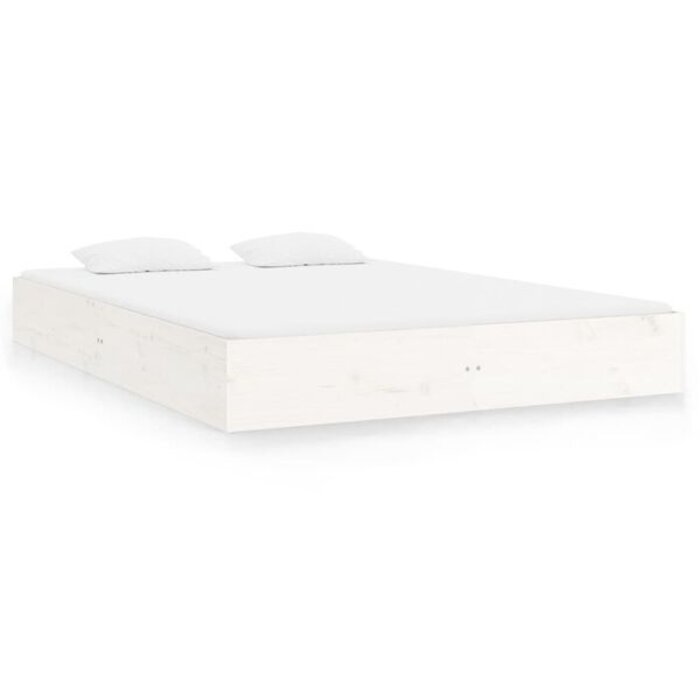 Vidaxl Cadre de lit en bois massif blanc 140x200 cm - Jusqu'à 35% de réduction
