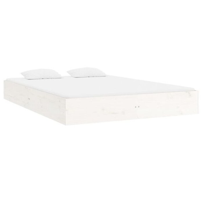 Vidaxl Cadre de lit en bois massif blanc 140x200 cm - Jusqu'à 35% de réduction