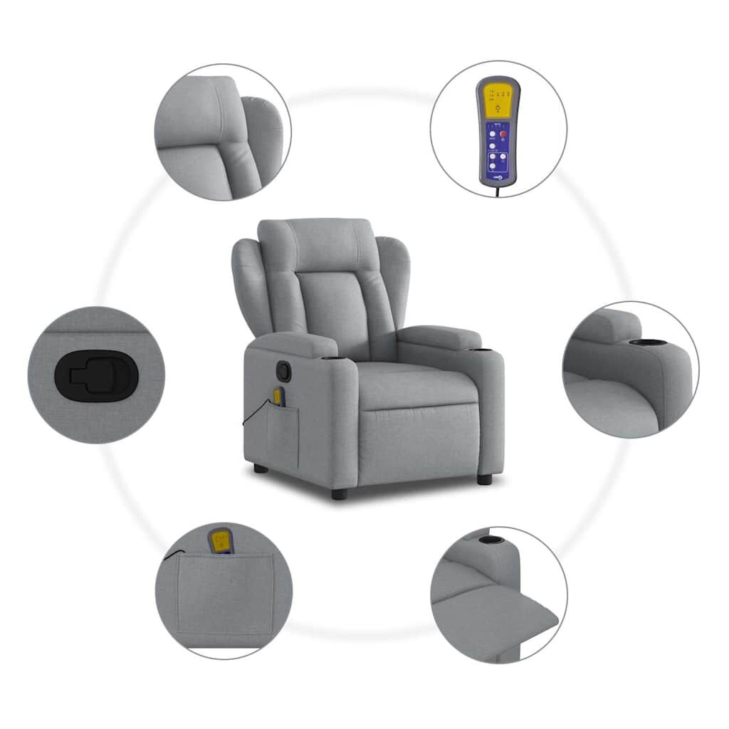 Vidaxl Fauteuil de massage inclinable gris clair - Jusqu'à 35% de réduction