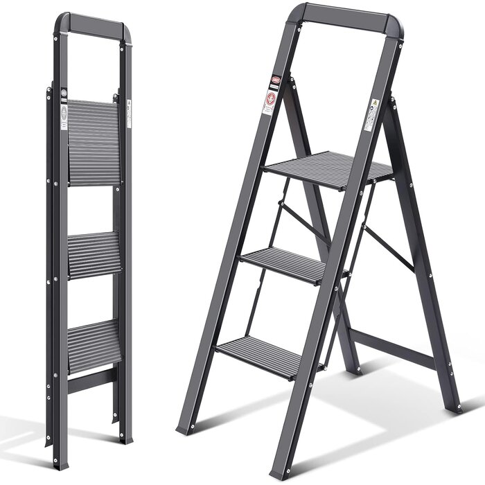 Escabeau pliable 3 marches en aluminium - Jusqu'à -34% sur le prix