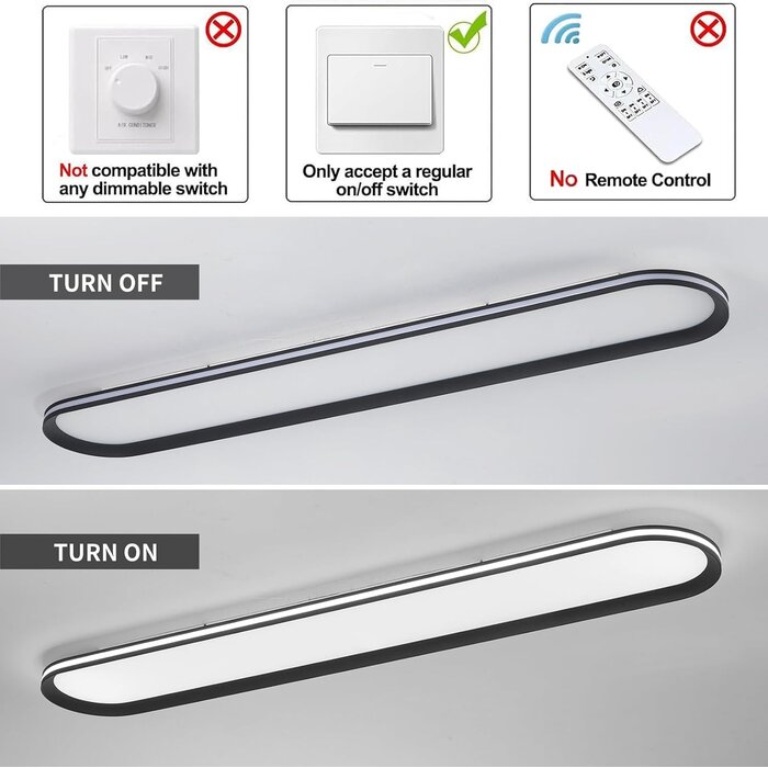 Plafonnier LED linéaire 65W - 6500K - Design moderne - Jusqu'à -34%