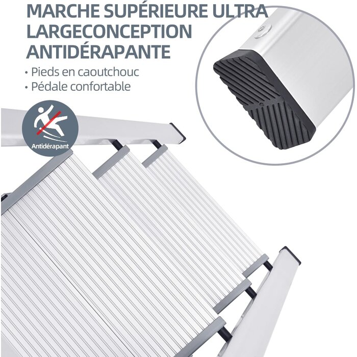 Escabeau pliable 3 marches aluminium - Jusqu'à 34% de remise