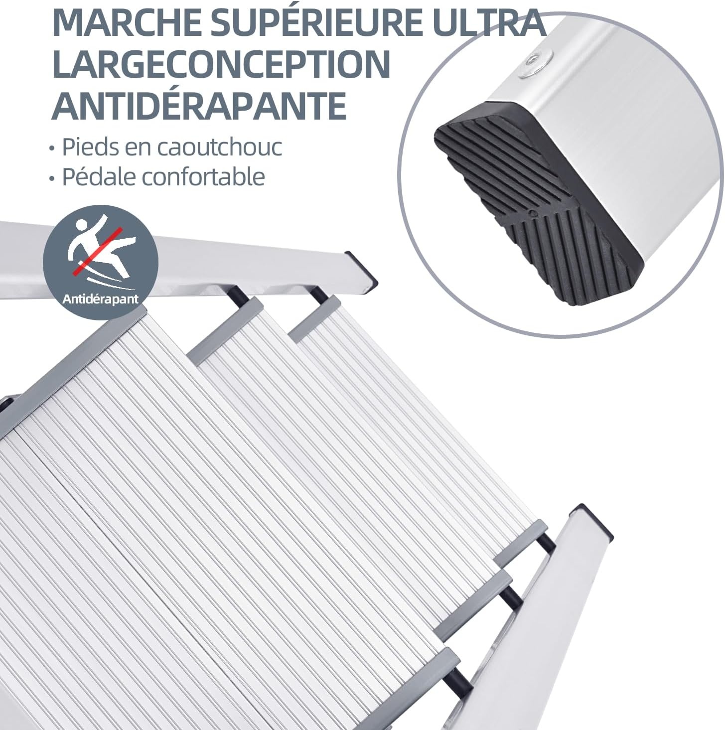 Escabeau pliable 3 marches aluminium - Jusqu'à 34% de remise