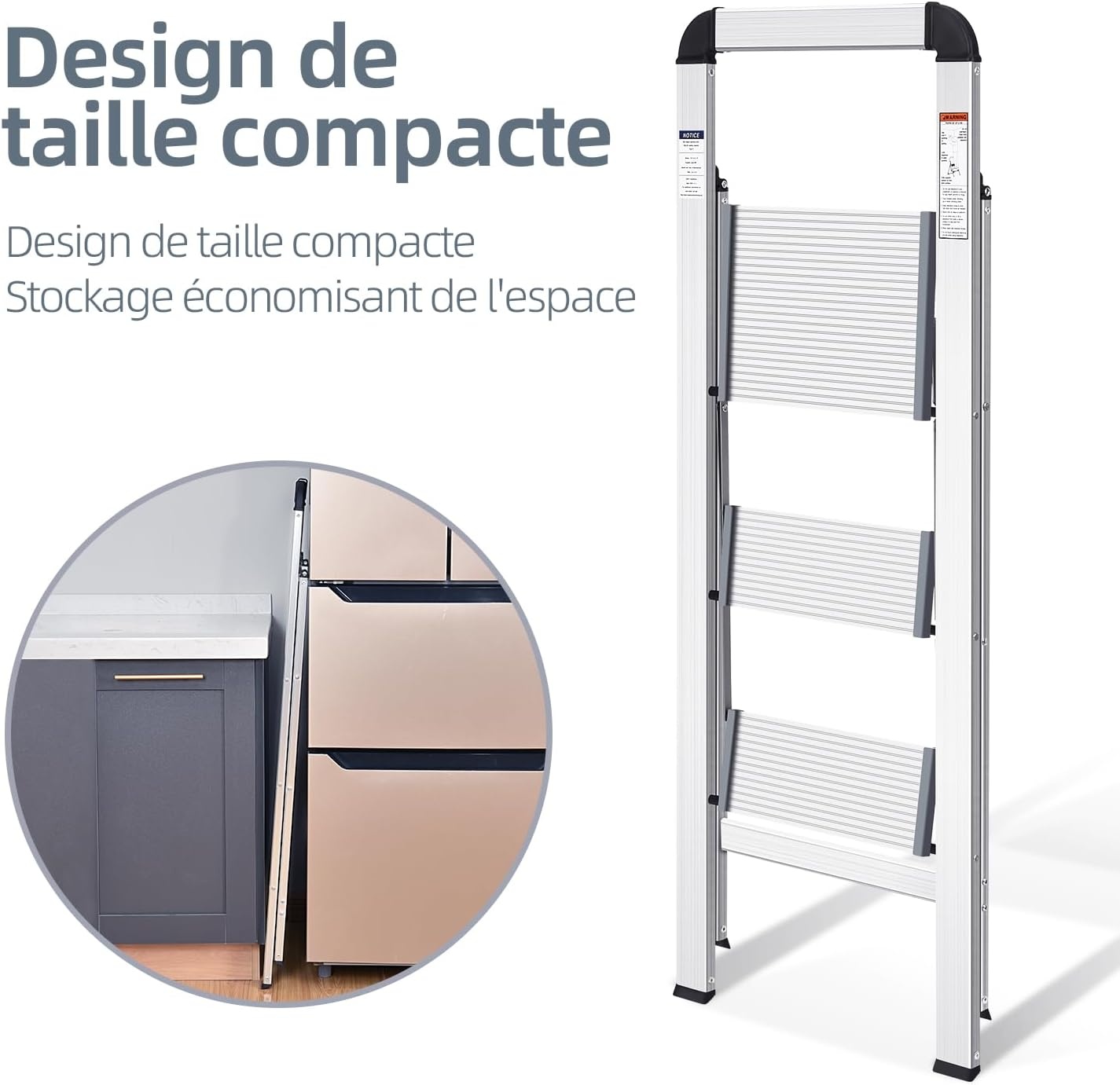 Escabeau pliable 3 marches aluminium - Jusqu'à 34% de remise