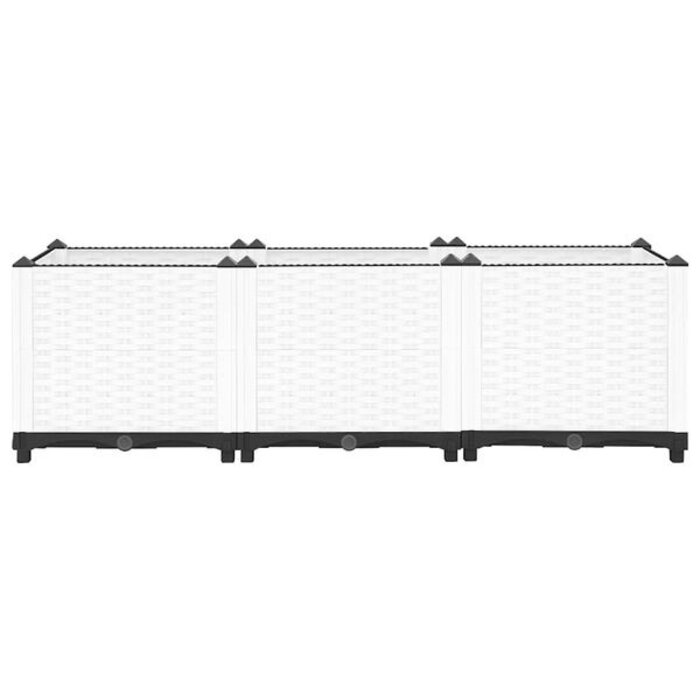 Vidaxl Jardinière surélevée effet rotin 120cm - Blanc - Jusqu'à -33% sur l'outlet