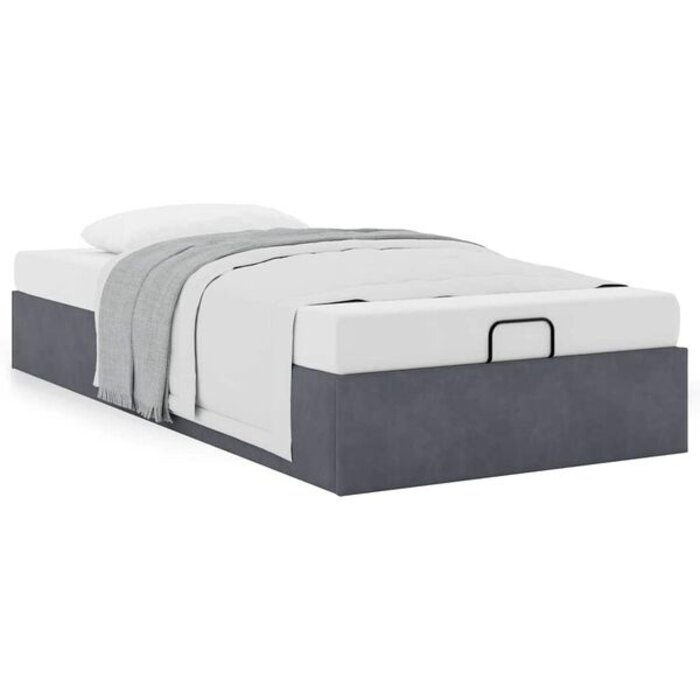 Vidaxl Lit coffre 90x200 cm en velours gris foncé - Jusqu'à -35%