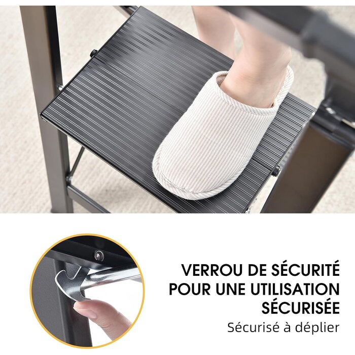 Escabeau 3 marches pliant en aluminium - Noir - Jusqu'à -33%