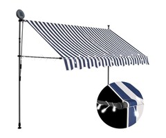 Vidaxl Auvent manuel rétractable LED 250 cm - Bleu et Blanc - 51% de remise