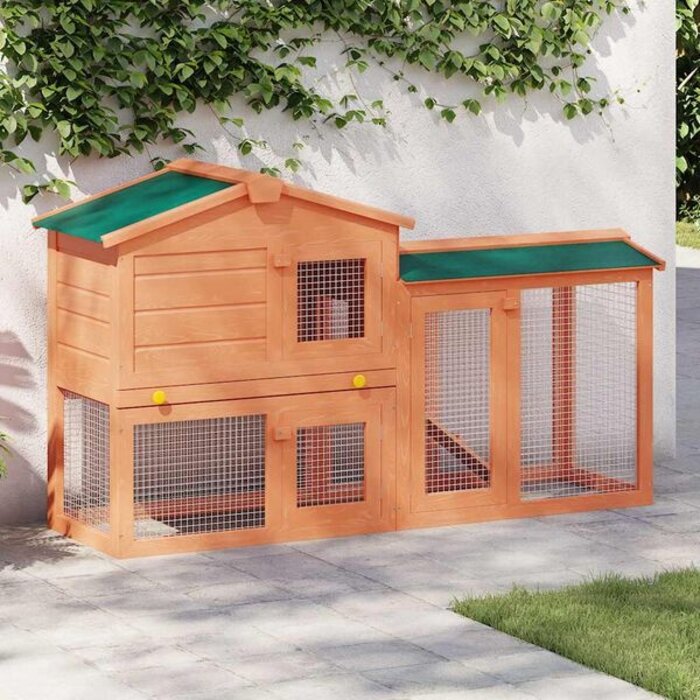 Vidaxl Clapier à lapins bois 2 étages - 145 cm - Jusqu'à -35% en Outlet