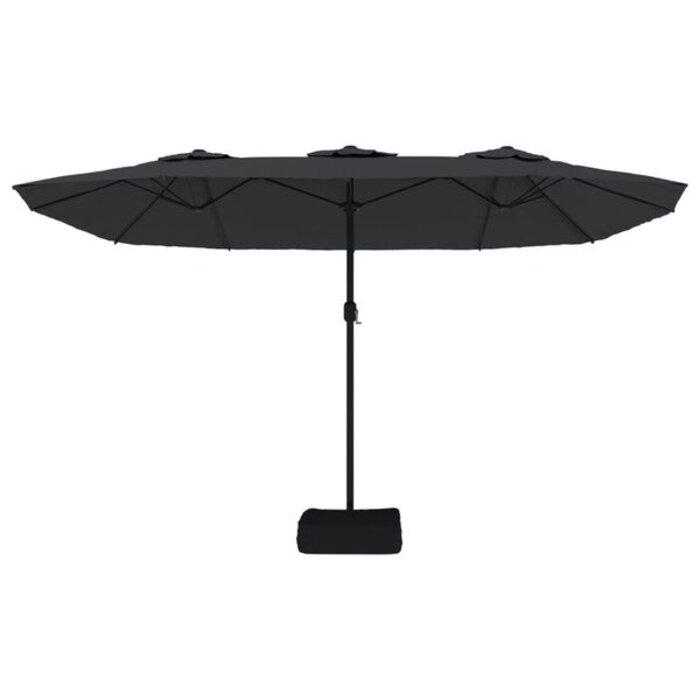 Vidaxl Parasol double avec pied 449x265 cm - Noir - Jusqu'à -35%