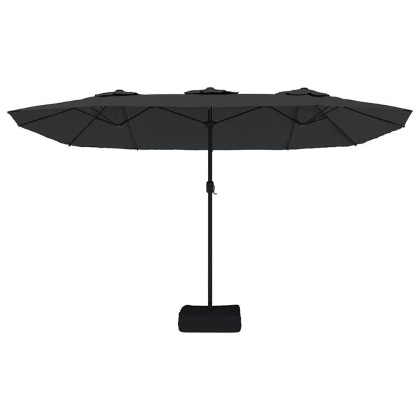 Vidaxl Parasol double avec pied 449x265 cm - Noir - Jusqu'à -35%