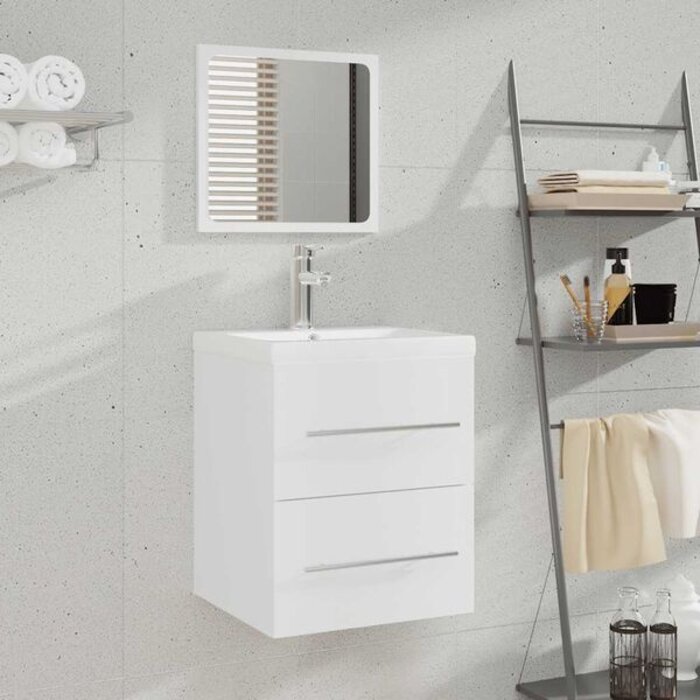 Vidaxl Meuble de salle de bain avec miroir blanc - Jusqu'à 34% de remise