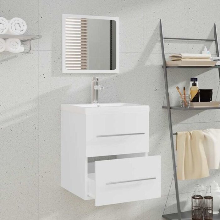 Vidaxl Meuble de salle de bain avec miroir blanc - Jusqu'à 34% de remise