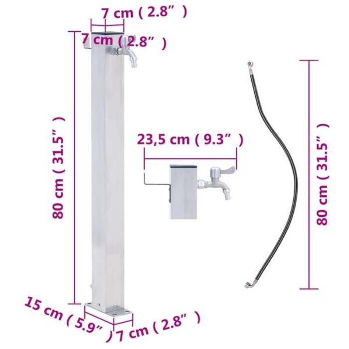 Vidaxl Borne d'eau de jardin en inox 80 cm - Jusqu'à 34 % de remise