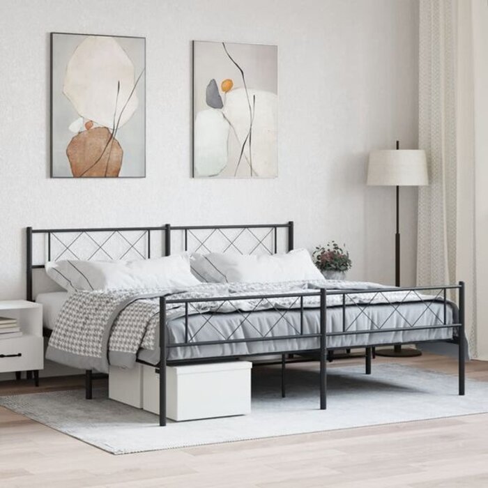 Vidaxl Cadre de lit 200x200 cm en métal noir - Jusqu'à -35%