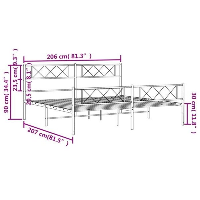 Vidaxl Cadre de lit 200x200 cm en métal noir - Jusqu'à -35%