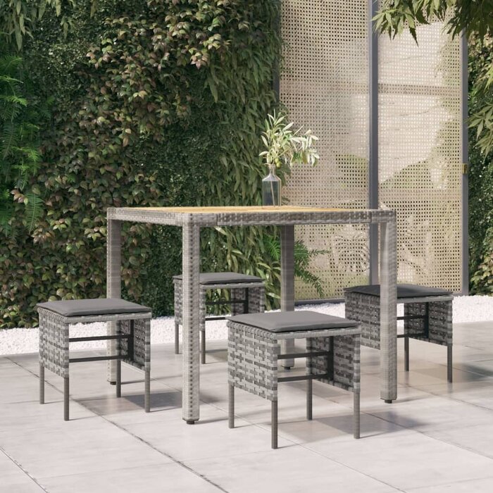 Vidaxl Lot de 4 repose-pieds de jardin en résine tressée gris - Jusqu'à -34%