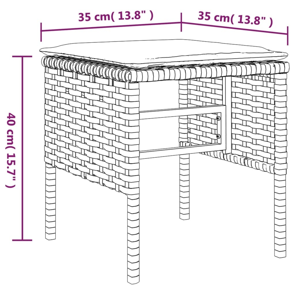 Vidaxl Lot de 4 repose-pieds de jardin en résine tressée gris - Jusqu'à -34%