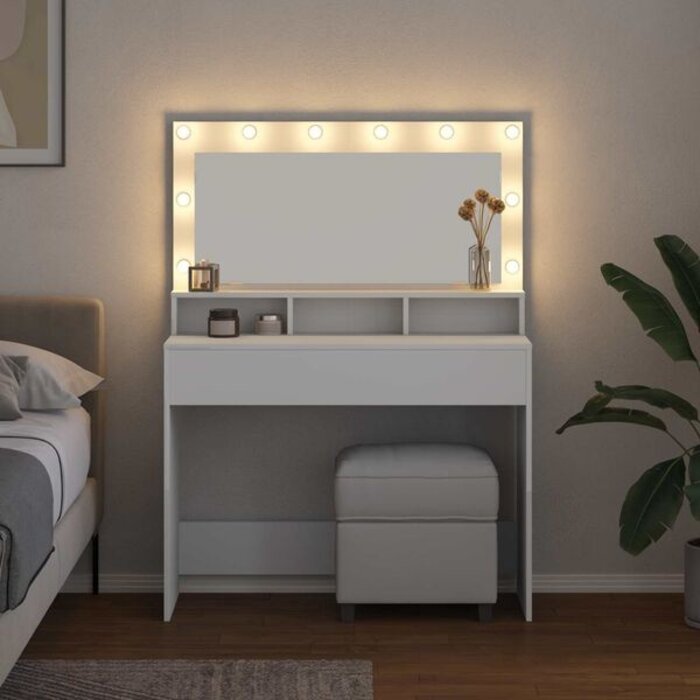 Vidaxl Coiffeuse blanche avec miroir LED - Jusqu'à 35% de réduction