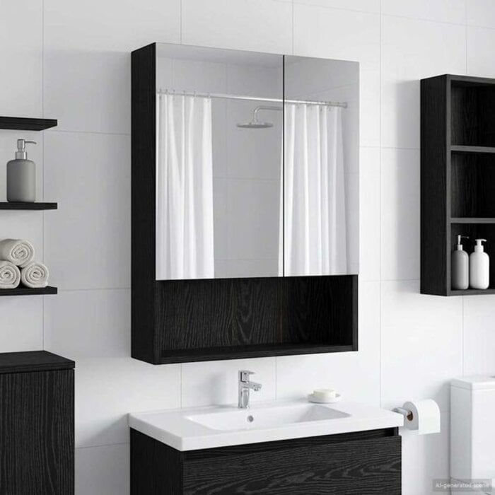 Vidaxl Armoire de toilette miroir chêne noir - Jusqu'à 34% de remise
