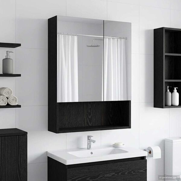 Vidaxl Armoire de toilette miroir chêne noir - Jusqu'à 34% de remise