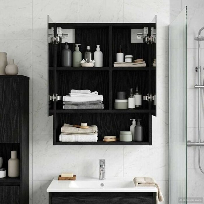 Vidaxl Armoire de toilette miroir chêne noir - Jusqu'à 34% de remise