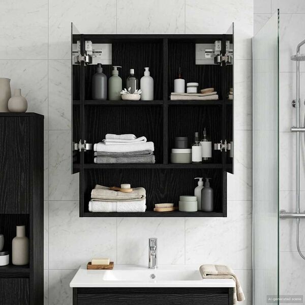 Vidaxl Armoire de toilette miroir chêne noir - Jusqu'à 34% de remise