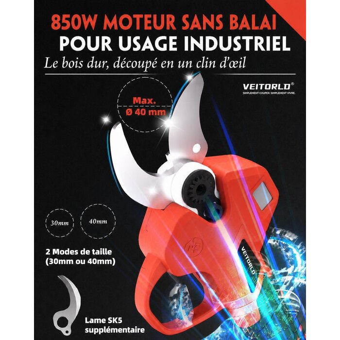 Sécateur télescopique électrique 40 mm - Jusqu'à 35% de remise