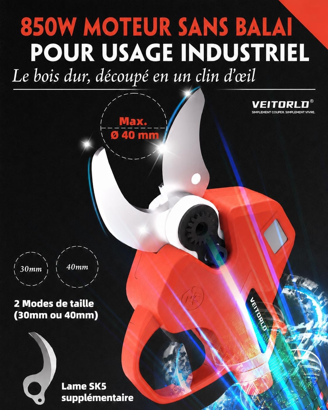 Sécateur télescopique électrique 40 mm - Jusqu'à 35% de remise