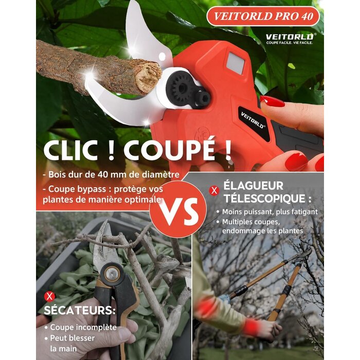 Sécateur télescopique électrique 40 mm - Jusqu'à 35% de remise
