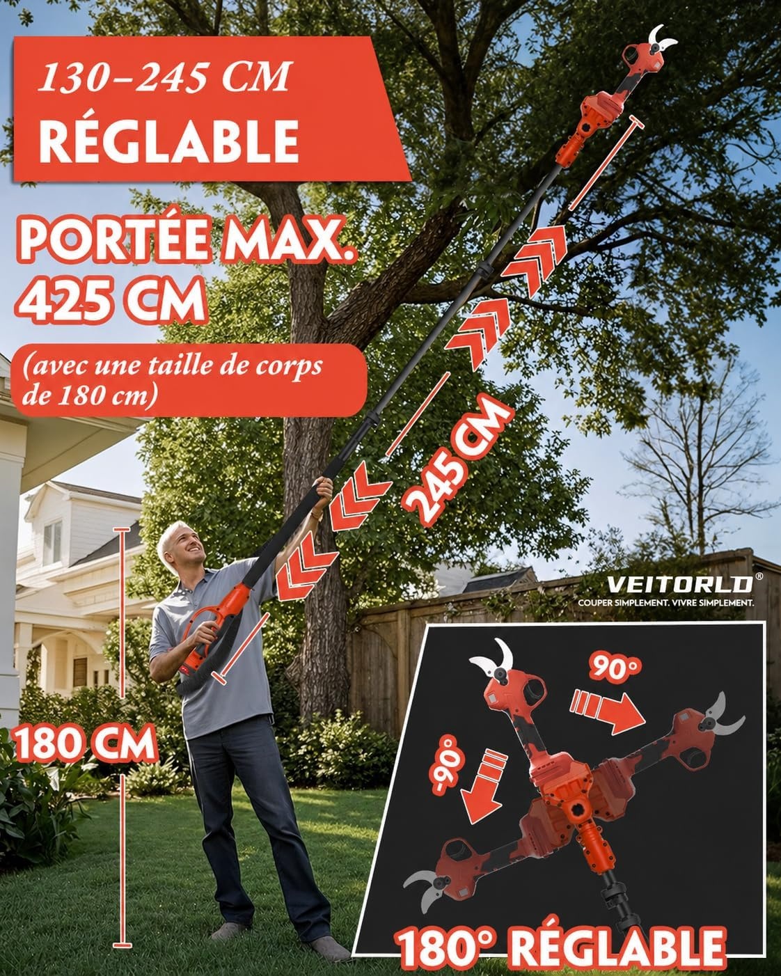 Sécateur télescopique électrique 40 mm - Jusqu'à 35% de remise