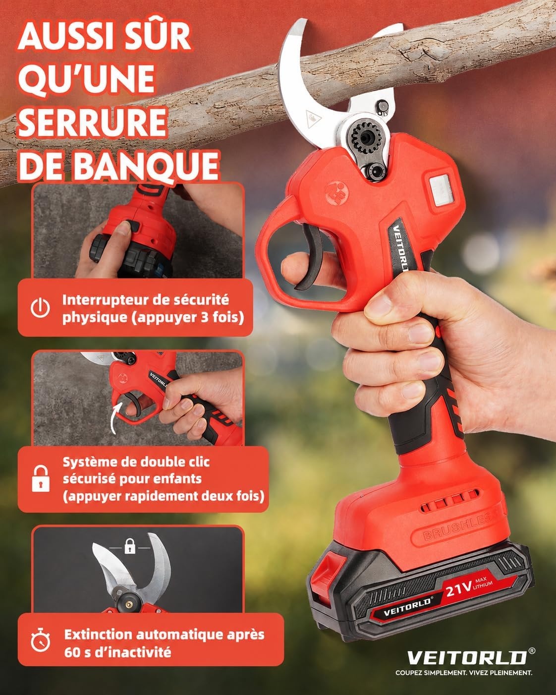 Sécateur télescopique électrique 40 mm - Jusqu'à 35% de remise