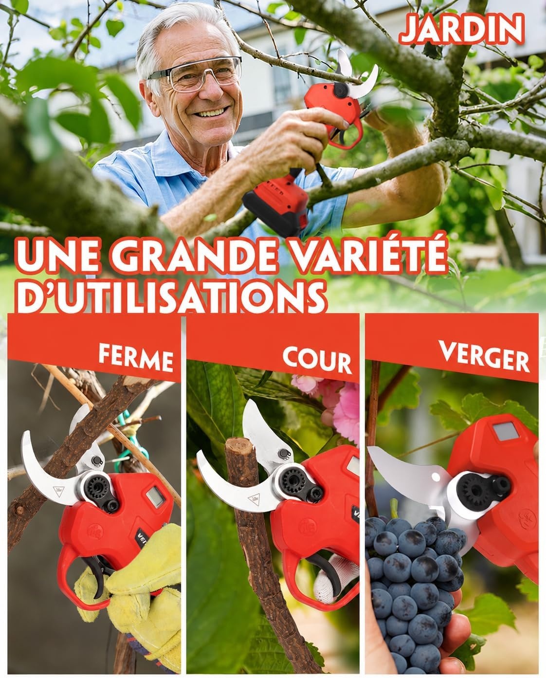 Sécateur télescopique électrique 40 mm - Jusqu'à 35% de remise