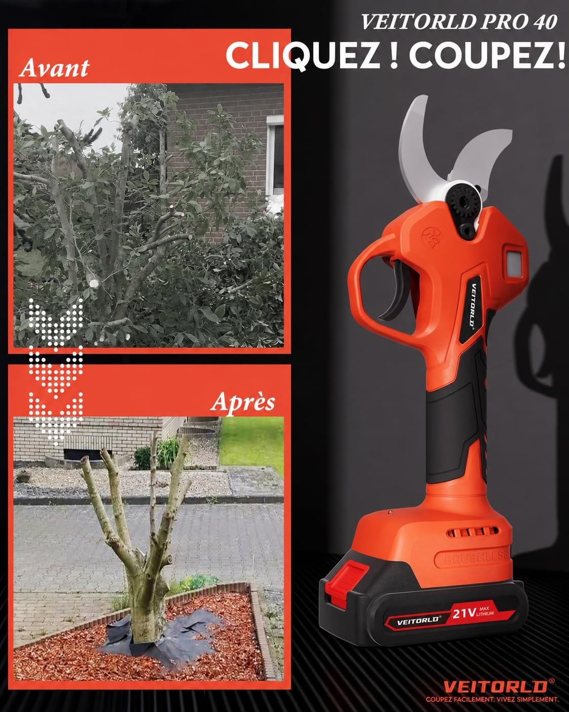 Sécateur télescopique électrique 40 mm - Jusqu'à 35% de remise
