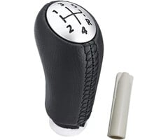 Pommeau de levier de vitesse 5 rapports - Cuir et Chrome - 47% de remise