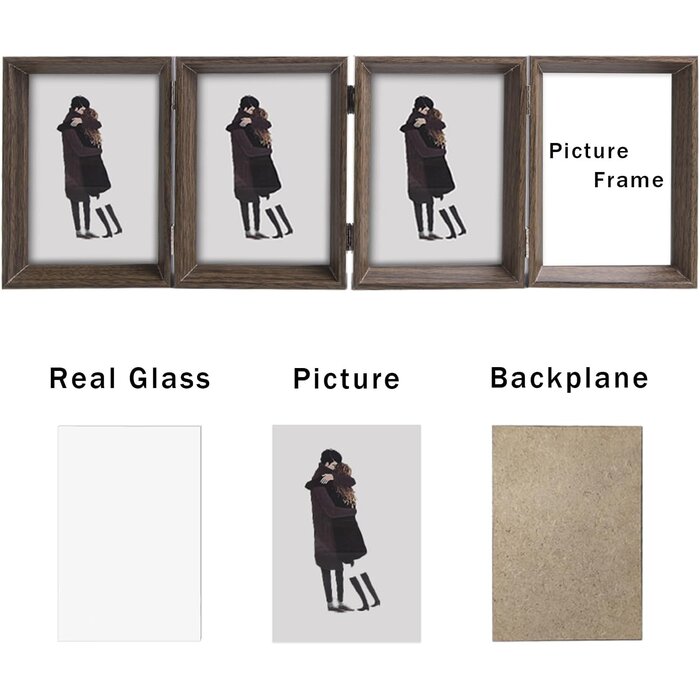 Cadre photo triple pliant en bois - 3x 13x18 cm - Jusqu'à -31% sur l'outlet