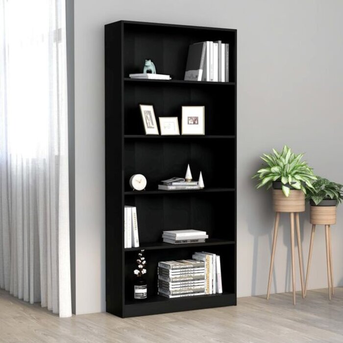 Vidaxl Bibliothèque 5 étagères 175cm noire - Jusqu'à -35% sur l'outlet