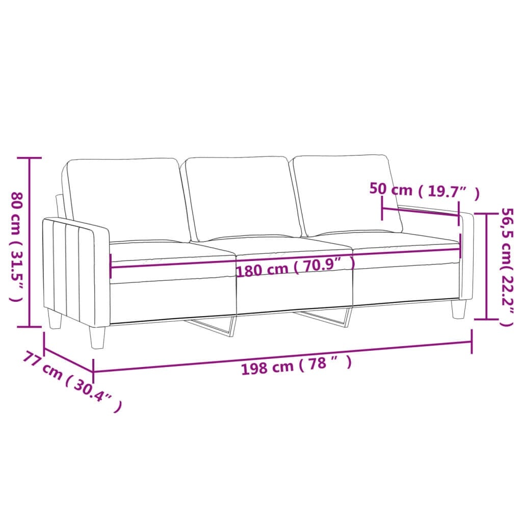 Vidaxl Canapé 3 places 180 cm similicuir crème - Jusqu'à -35%