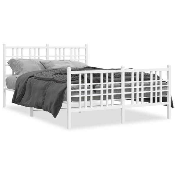 Vidaxl Cadre de lit en métal blanc 140x200 cm - Jusqu'à 35% de réduction