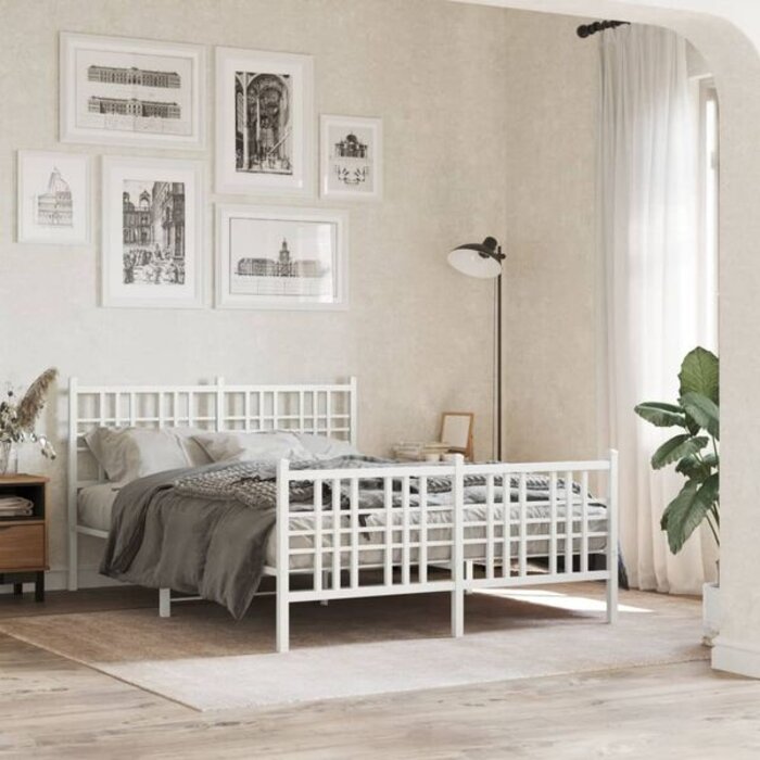 Vidaxl Cadre de lit en métal blanc 140x200 cm - Jusqu'à 35% de réduction