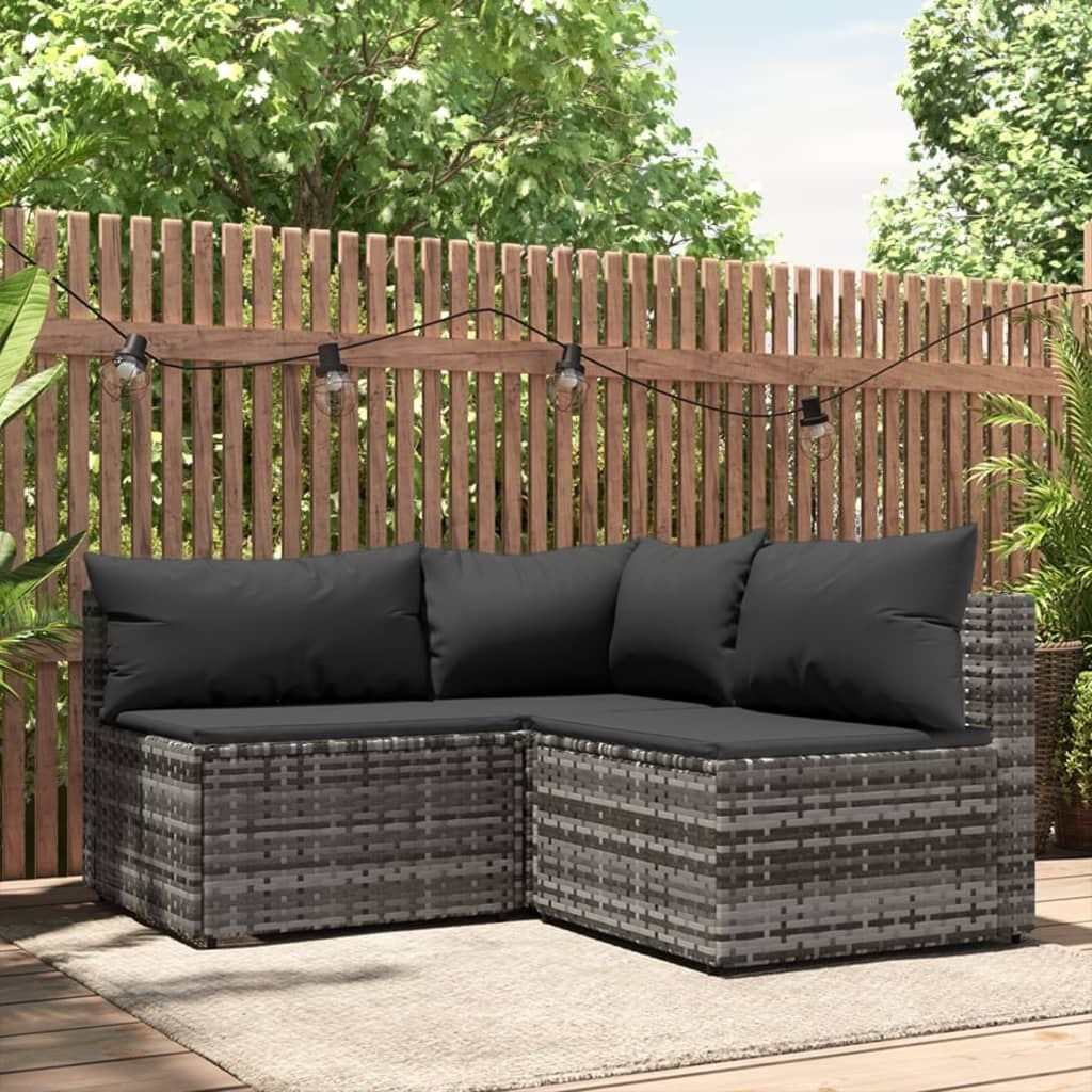 Vidaxl Ensemble salon de jardin 3 pièces gris - Jusqu'à -35% en outlet