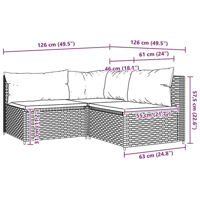 Vidaxl Ensemble salon de jardin 3 pièces gris - Jusqu'à -35% en outlet