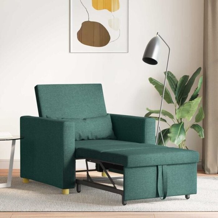 Vidaxl Fauteuil convertible 1 place vert foncé - Jusqu'à -35%
