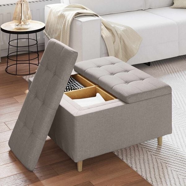 Vidaxl Ottoman avec coffre de rangement taupe 80x80cm - Jusqu'à -35%