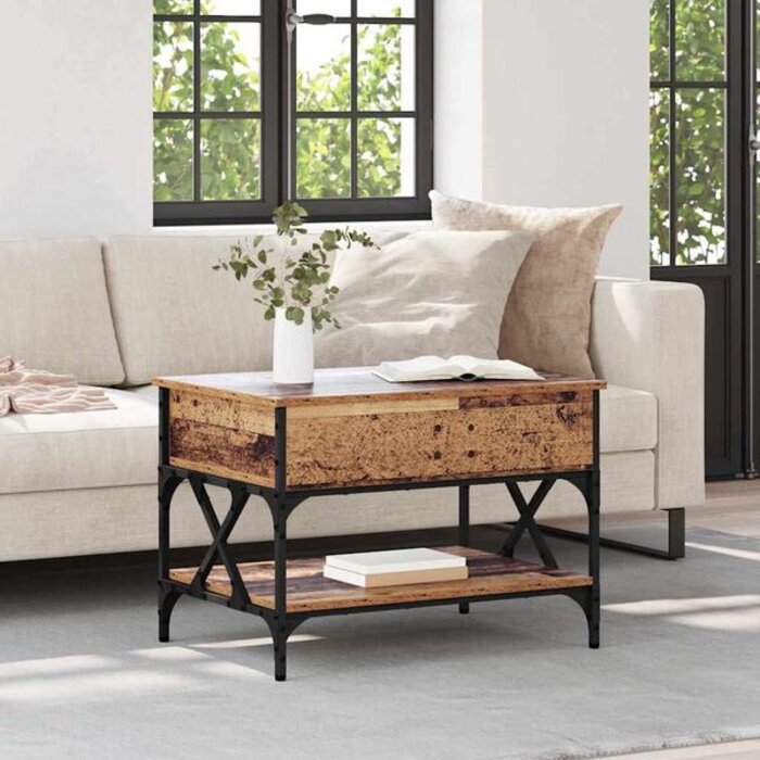 Vidaxl Table basse relevable industrielle avec rangement - Jusqu'à -34%