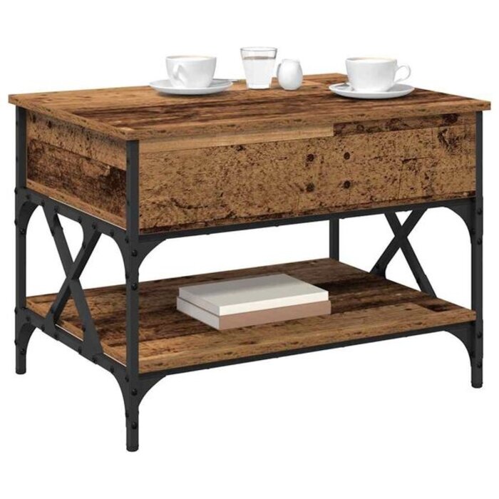 Vidaxl Table basse relevable industrielle avec rangement - Jusqu'à -34%