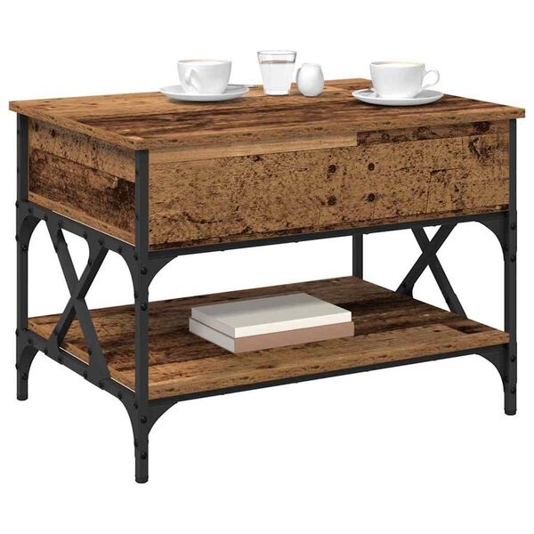 Vidaxl Table basse relevable industrielle avec rangement - Jusqu'à -34%