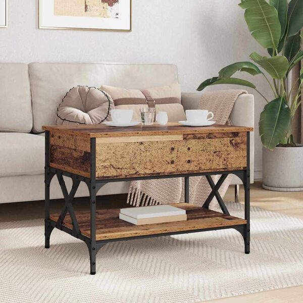 Vidaxl Table basse relevable industrielle avec rangement - Jusqu'à -34%