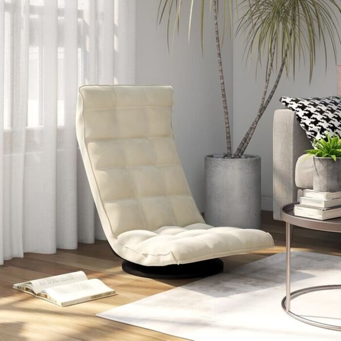 Vidaxl Chaise de sol pivotante en velours crème - Jusqu'à 34% de remise