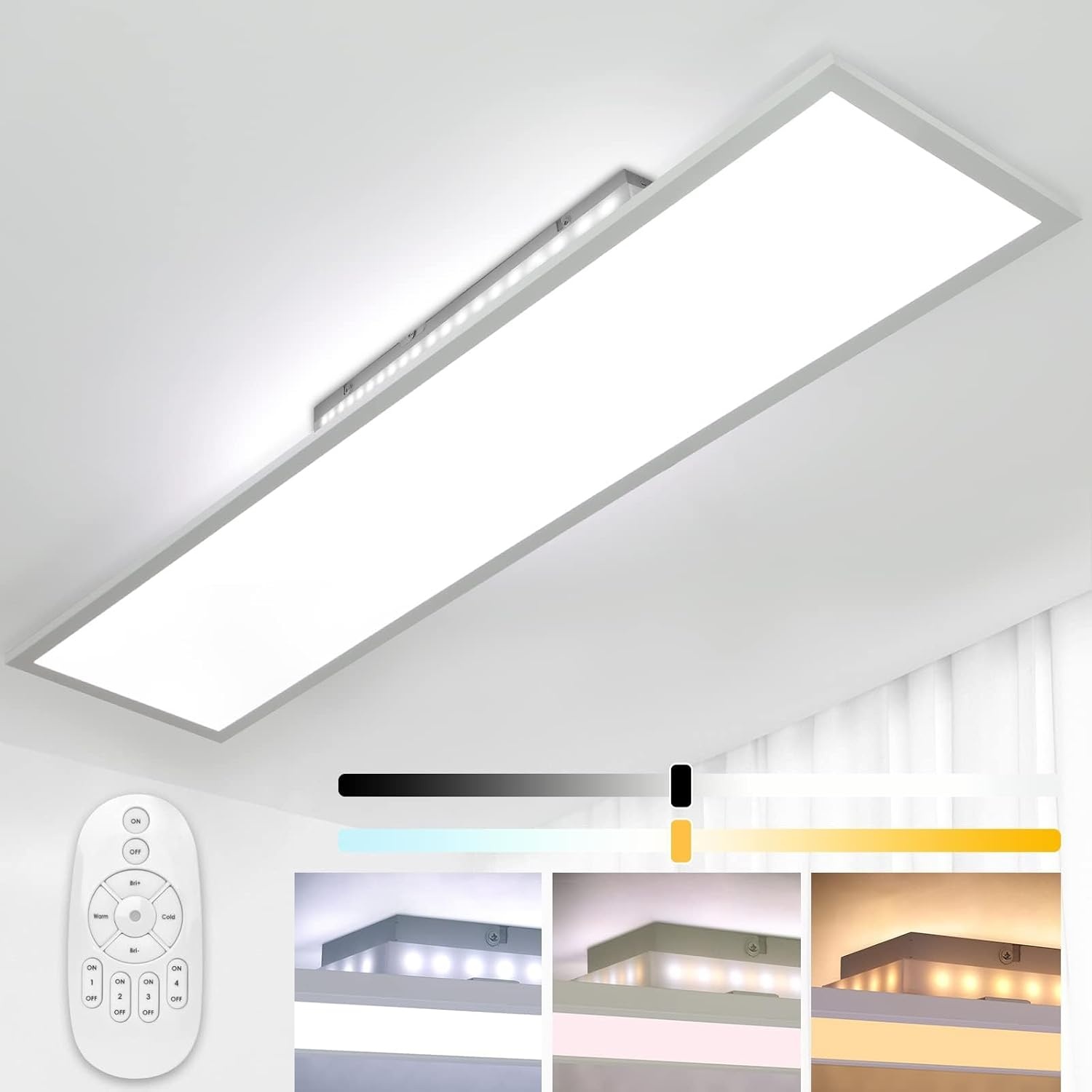 Plafonnier LED 120x30 cm Dimmable avec télécommande - Jusqu'à -34%